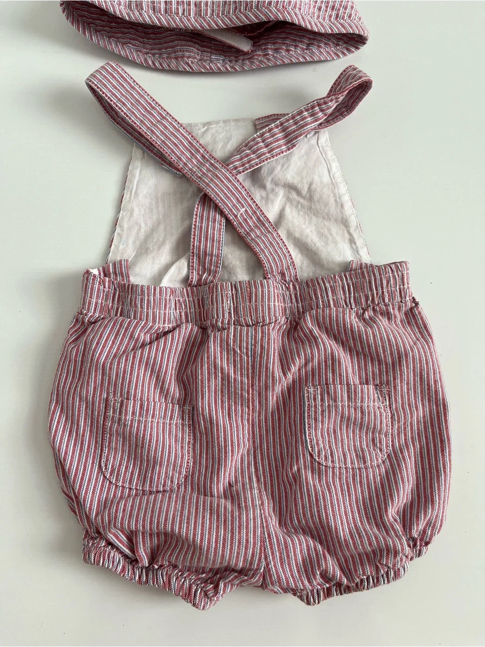 Janie and Jack Red & Blue Striped Baby Romper Set